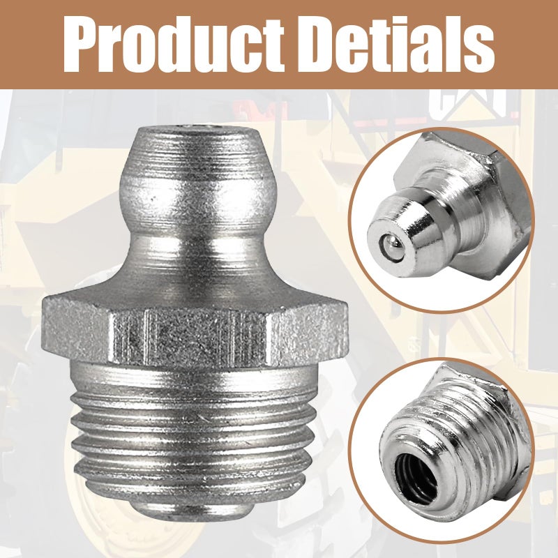 LDEXIN 20pcs M10 Straight Hydraulic Grease Fitting Assortment Kit Zerk Fitting Nipple Nozzle 10mm x 1mm Male Thread - Image 4